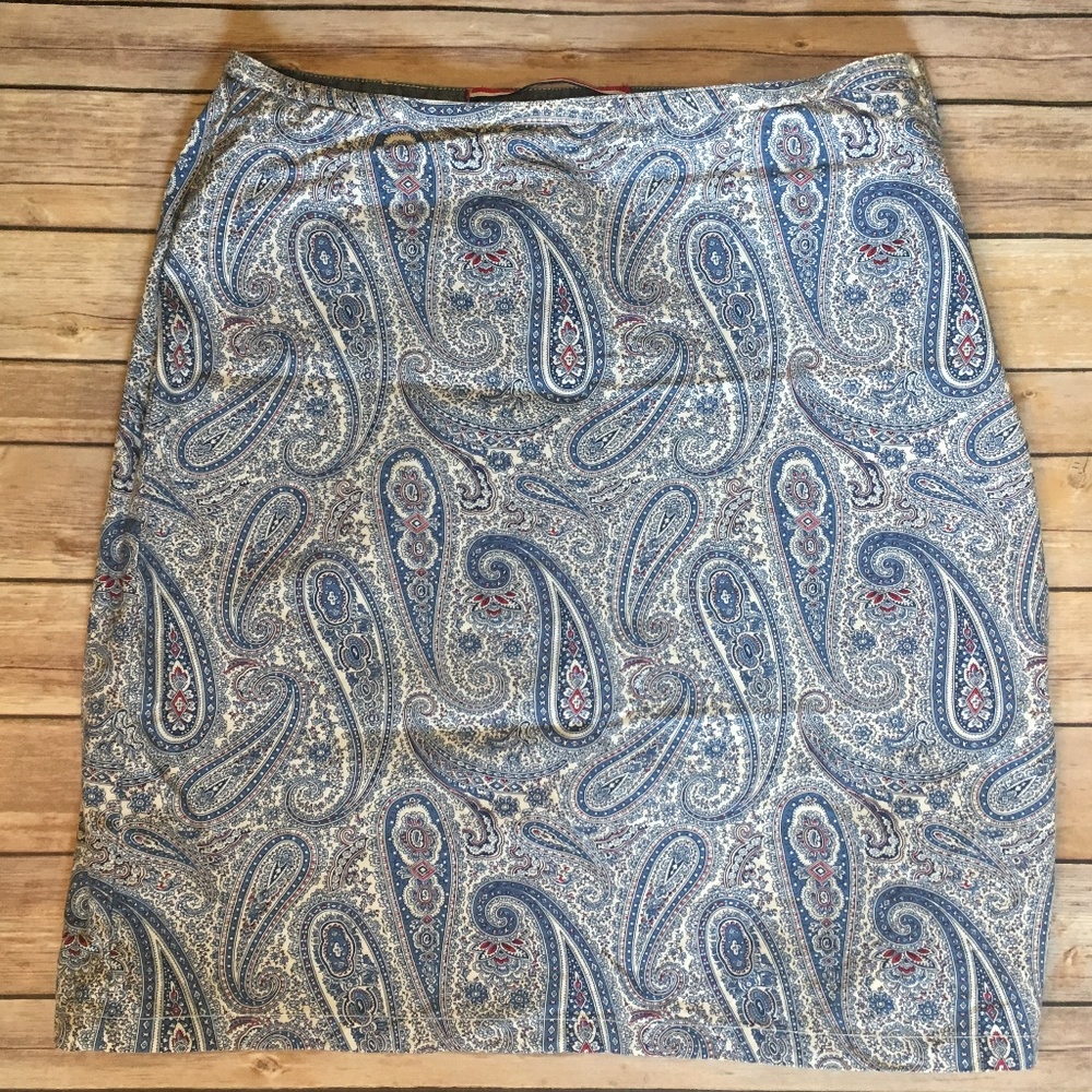 Vintage Tommy Hilfiger Blue and Red Paisley Skirt